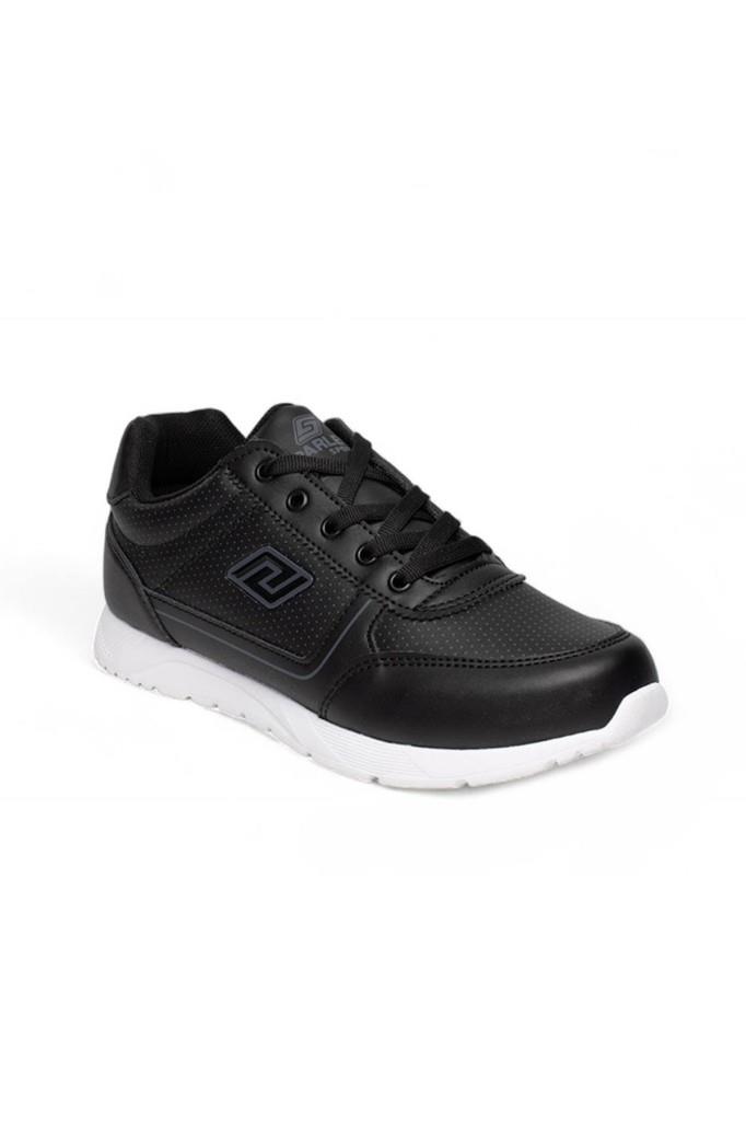 Parley 256-26 Deri Anatomik Bağcıklı Kadın Sneaker Siyah Beyaz