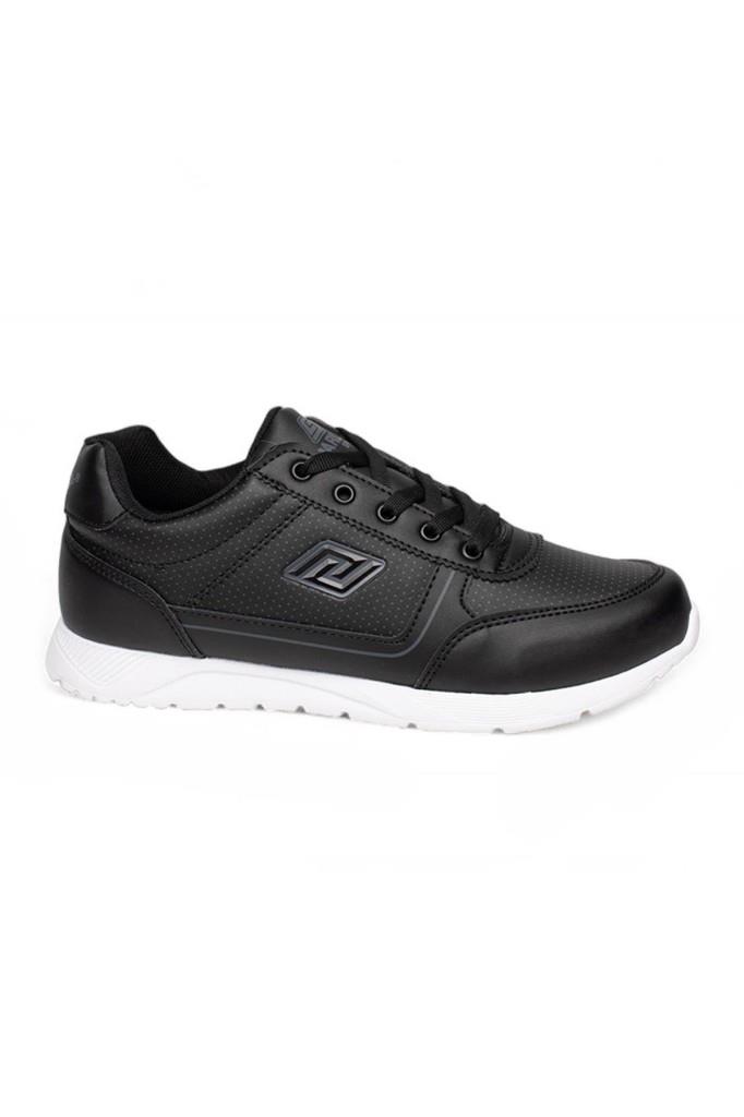 Parley 256-26 Deri Anatomik Bağcıklı Kadın Sneaker Siyah Beyaz