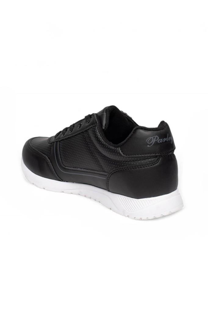 Parley 256-26 Deri Anatomik Bağcıklı Kadın Sneaker Siyah Beyaz