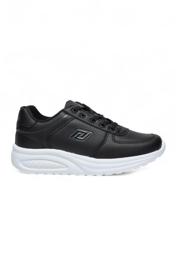 Parley 722-26 Deri Anatomik Bağcıklı Kadın Sneaker Siyah Beyaz