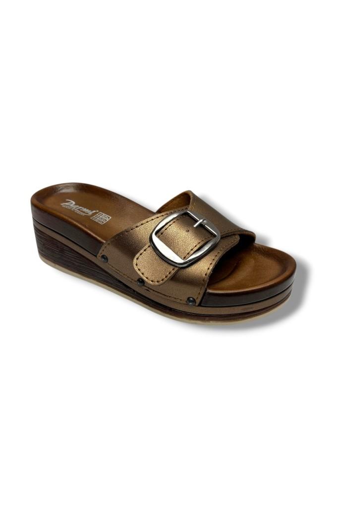 Parmi 24301-26 Deri Anatomik Tek Bant Dolgu Kadın Terlik