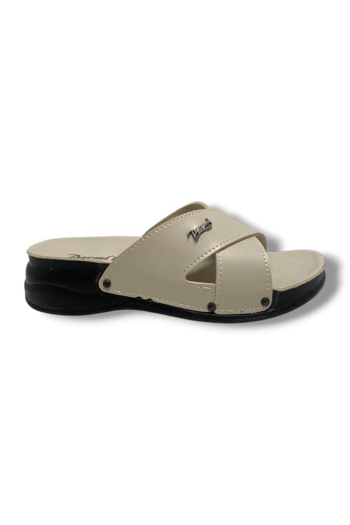 Parmi 25505-25 Deri Anatomik Çapraz Bant Dolgu Kadın Terlik