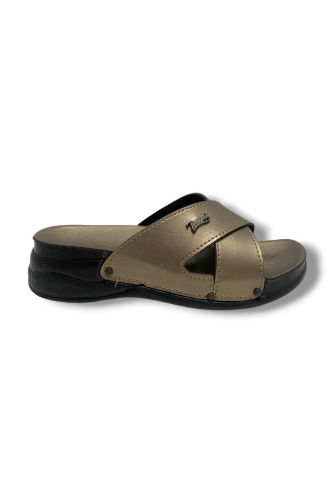 Parmi 25505-25 Deri Anatomik Çapraz Bant Dolgu Kadın Terlik