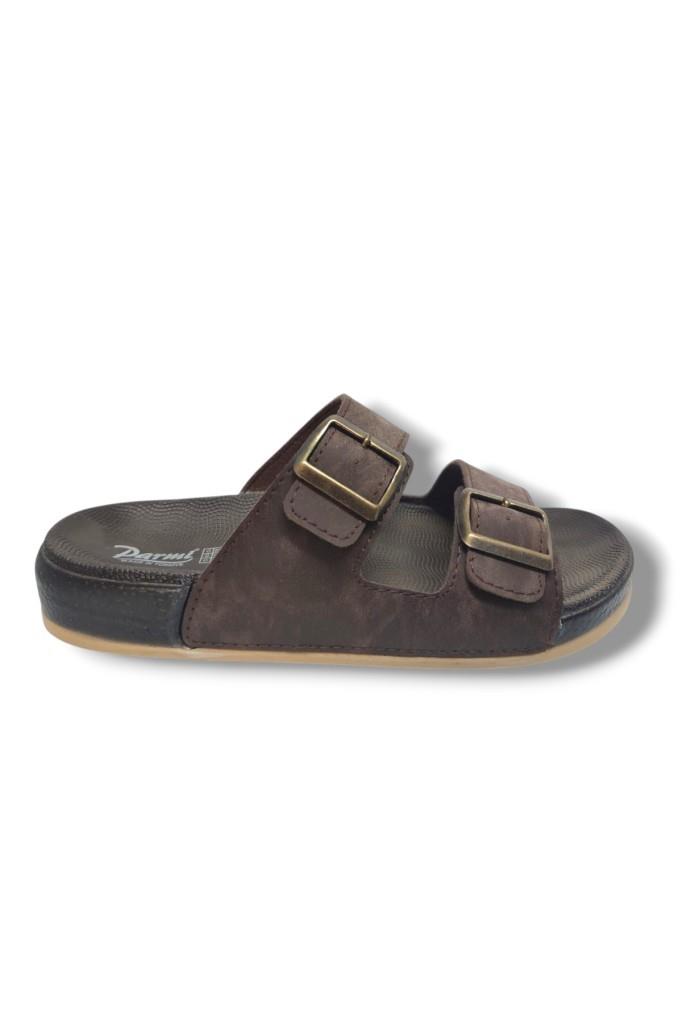 Parmi 25901-25 Deri Çift Bant Anatomik Erkek Terlik