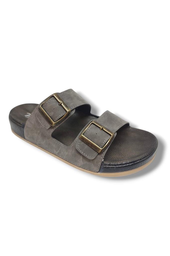 Parmi 25901-25 Deri Çift Bant Anatomik Erkek Terlik