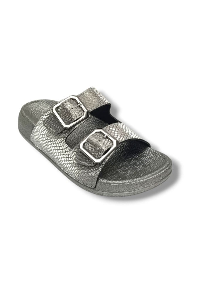 Pienn 20061-022-26 Anatomik Yılan Baskı Çift Tokalı Kadın Terlik