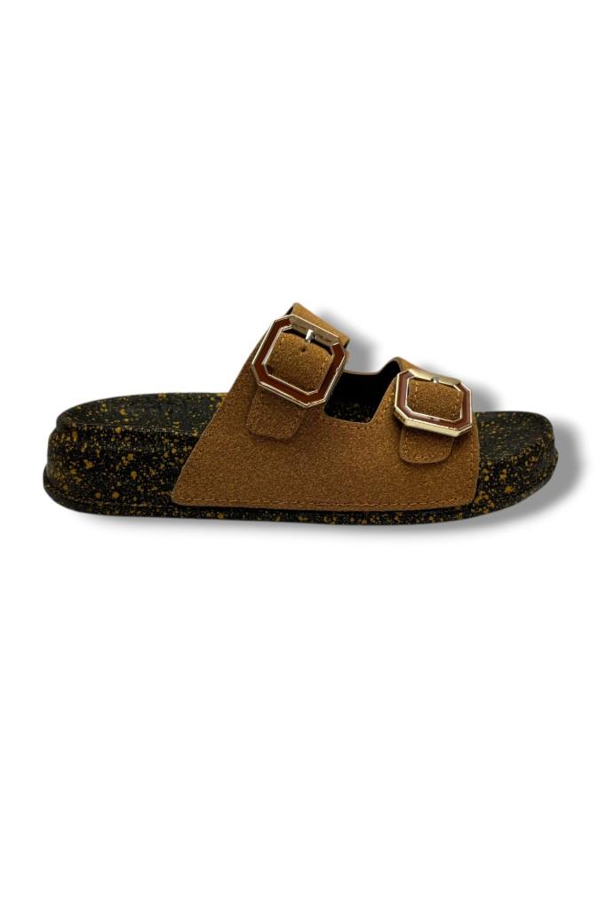 Polen 1001-26 Mozaik Desen Anatomik Çift Tokalı Kadın Terlik