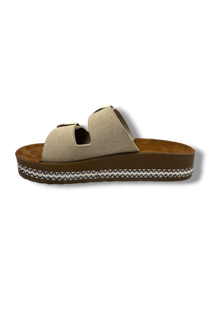 Polen 1005-26 Nakışlı Taban Anatomik Çift Tokalı Kadın Terlik