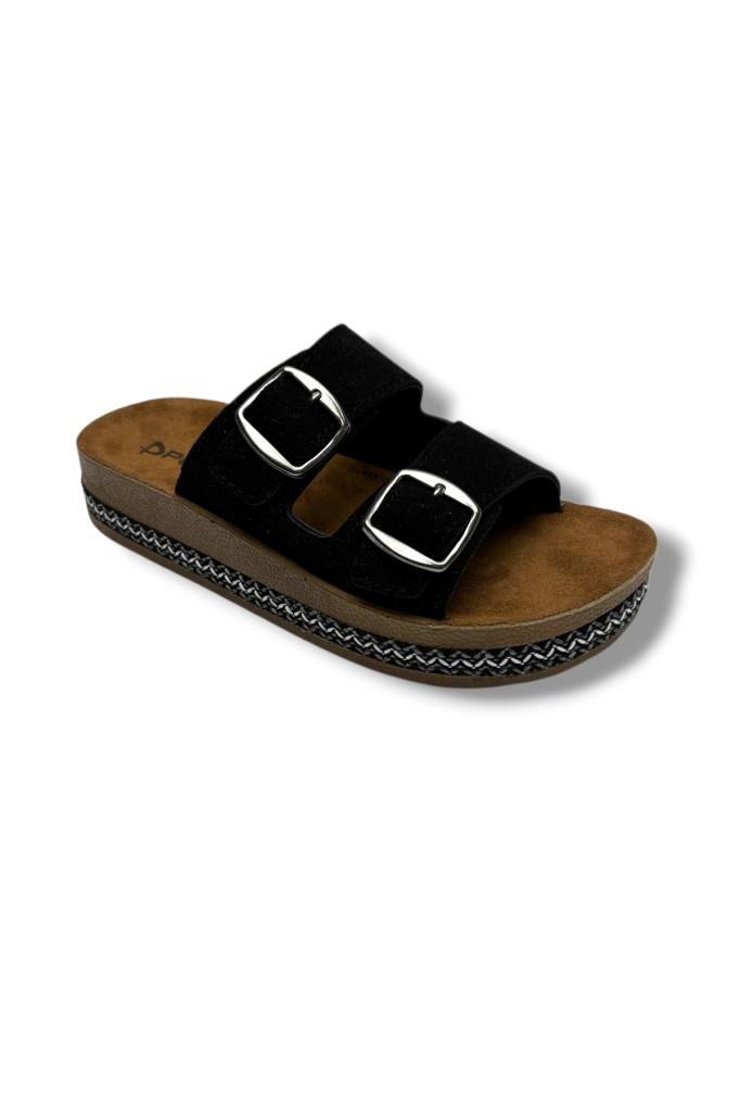 Polen 1005-26 Nakışlı Taban Anatomik Çift Tokalı Kadın Terlik