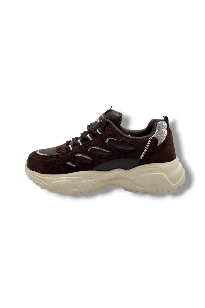 Queen Step 1001-26 Süet Cilt Simli Anatomik Kadın Sneaker