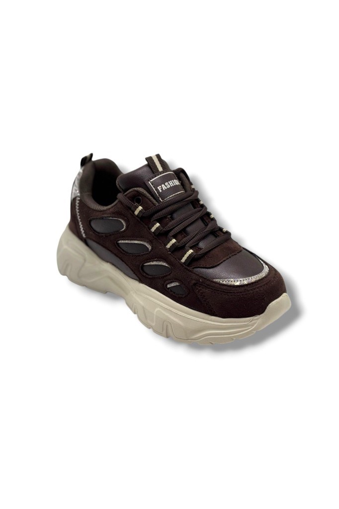 Queen Step 1001-26 Süet Cilt Simli Anatomik Kadın Sneaker