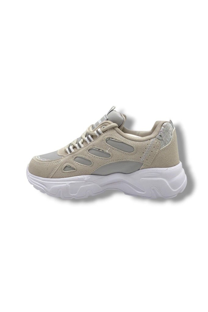 Queen Step 1001-26 Süet Cilt Simli Anatomik Kadın Sneaker