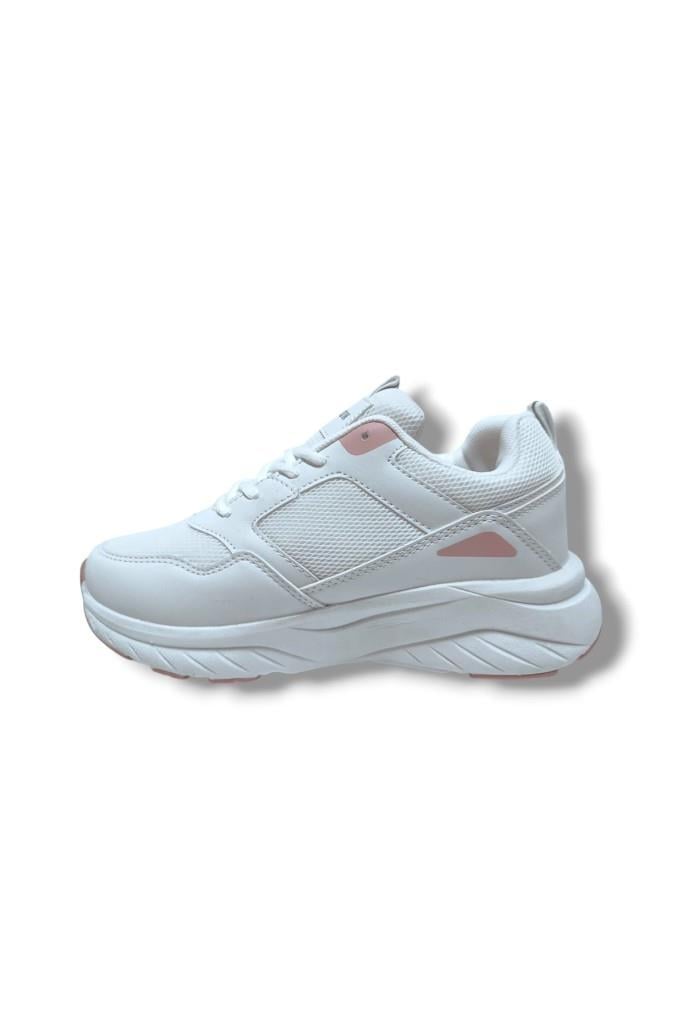 Queen Step 2110-25 Deri Anorak Anatomik Kadın Sneaker Beyaz Pembe