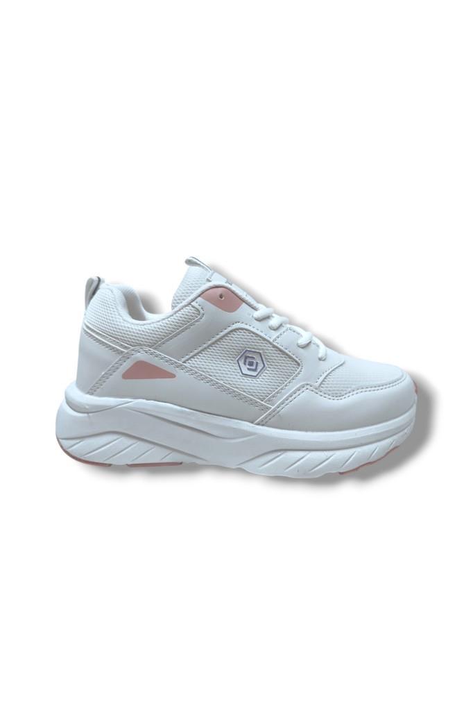 Queen Step 2110-25 Deri Anorak Anatomik Kadın Sneaker Beyaz Pembe