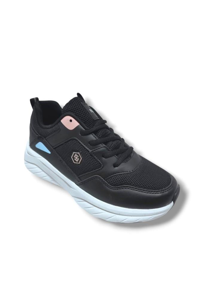 Queen Step 2110-25 Deri Anorak Anatomik Kadın Sneaker Siyah Pembe