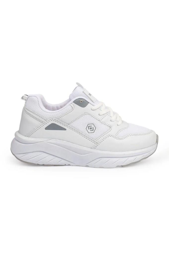 Queen Step 2110-26 Deri Anorak Anatomik Kadın Sneaker Beyaz Buz