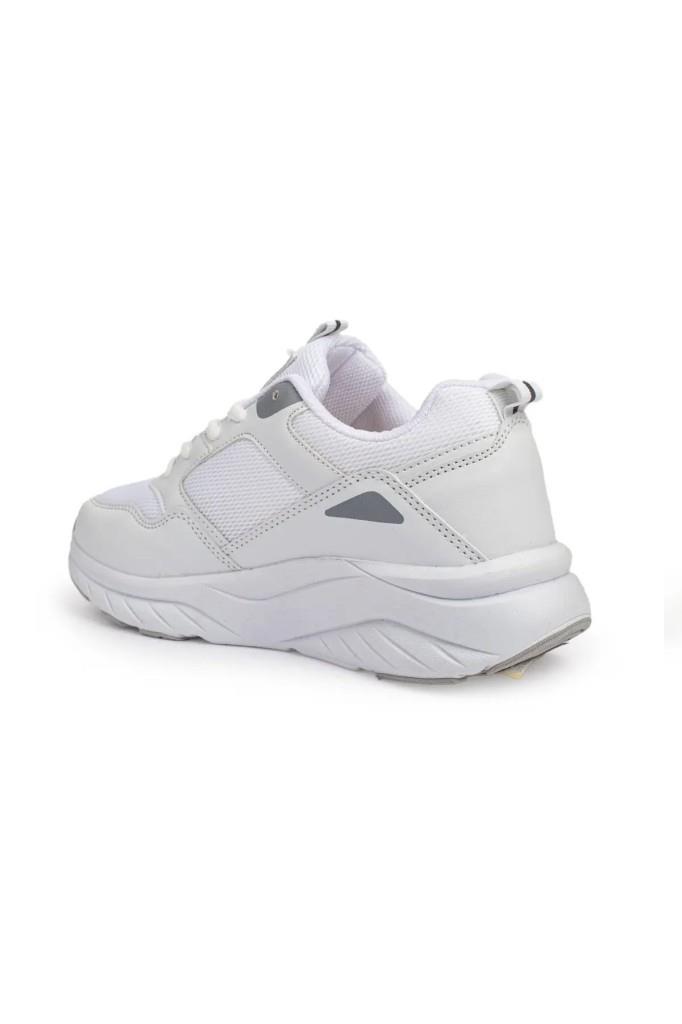 Queen Step 2110-26 Deri Anorak Anatomik Kadın Sneaker Beyaz Buz