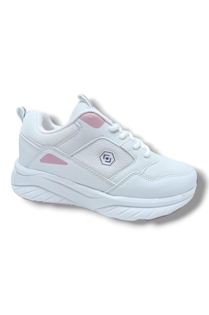 Queen Step 2110-26 Deri Anorak Anatomik Kadın Sneaker Beyaz Pembe