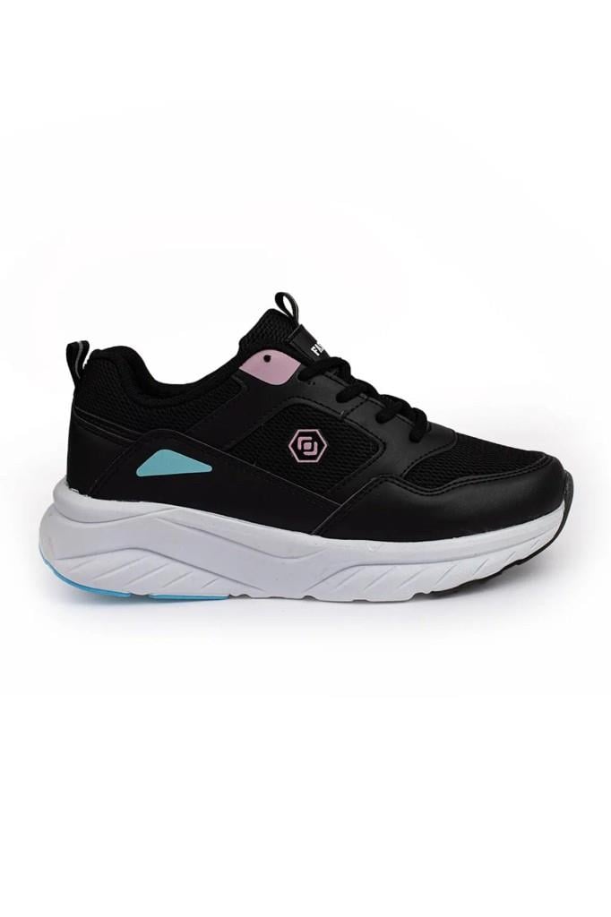 Queen Step 2110-26 Deri Anorak Anatomik Kadın Sneaker Siyah Pembe