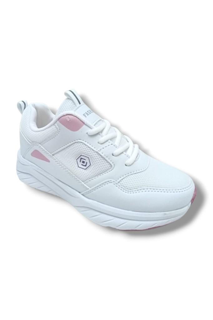 Queen Step 2110-26 Deri Anorak Anatomik Kadın Sneaker Beyaz Pembe