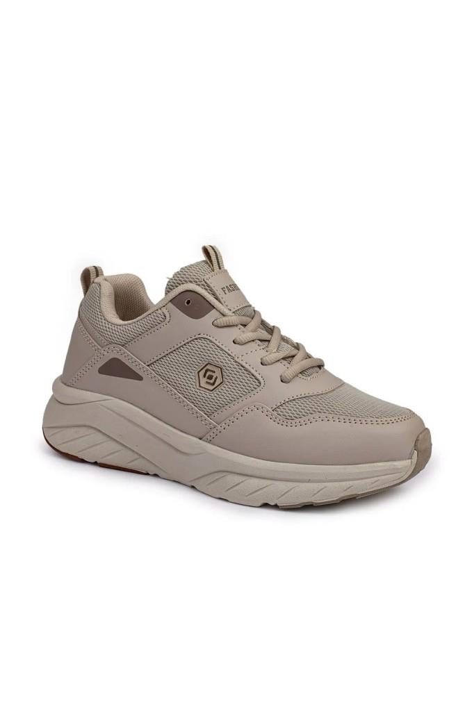 Queen Step 2110-26 Deri Anorak Anatomik Kadın Sneaker Bej Kahve