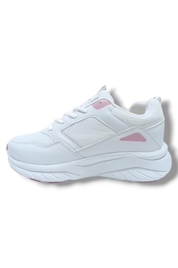 Queen Step 2110-26 Deri Anorak Anatomik Kadın Sneaker Beyaz Pembe