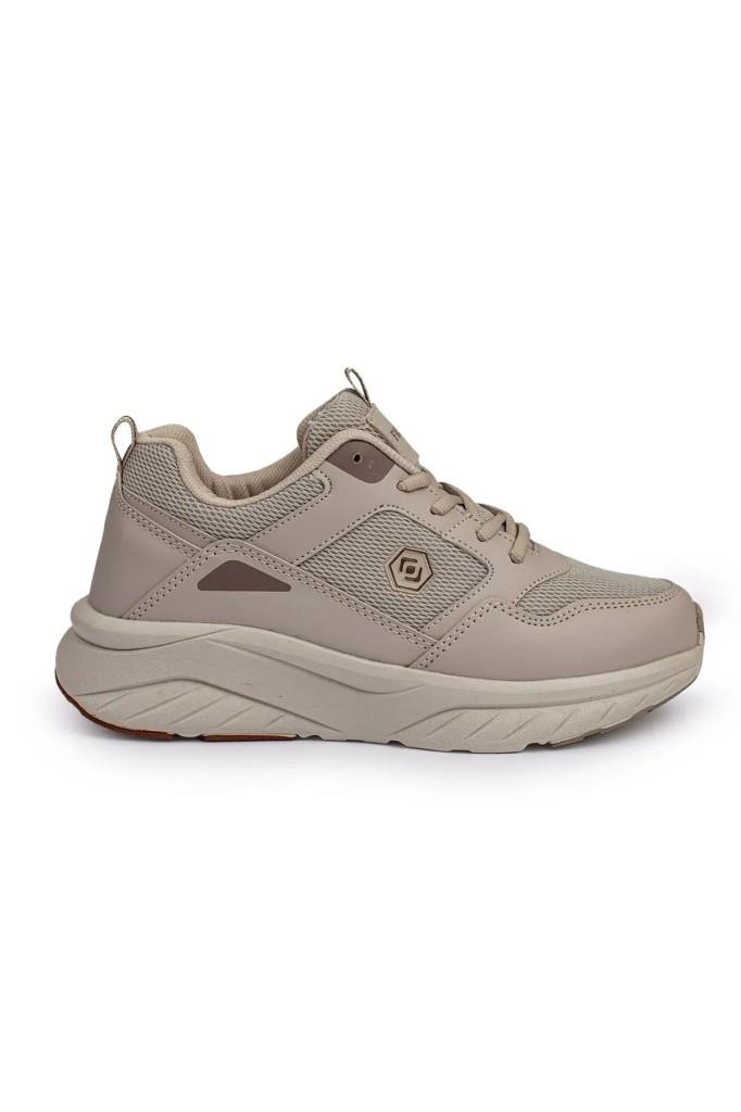 Queen Step 2110-26 Deri Anorak Anatomik Kadın Sneaker Bej Kahve