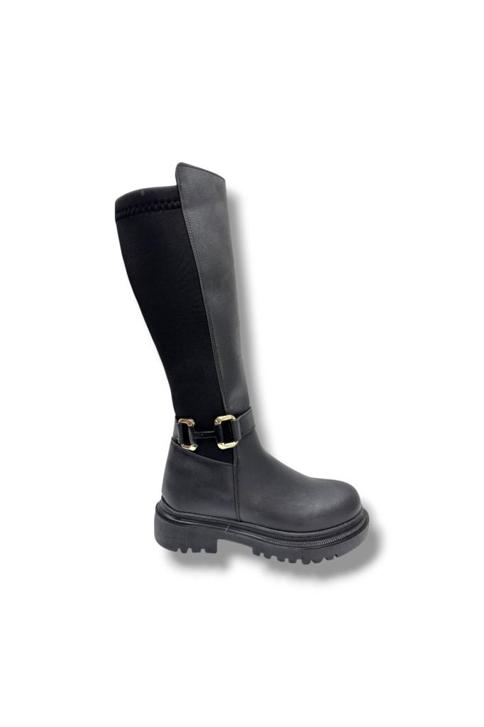 Şanzelize K-46-26 Anatomik Cilt Deri Tokalı Fermuarlı Kadın Çizme