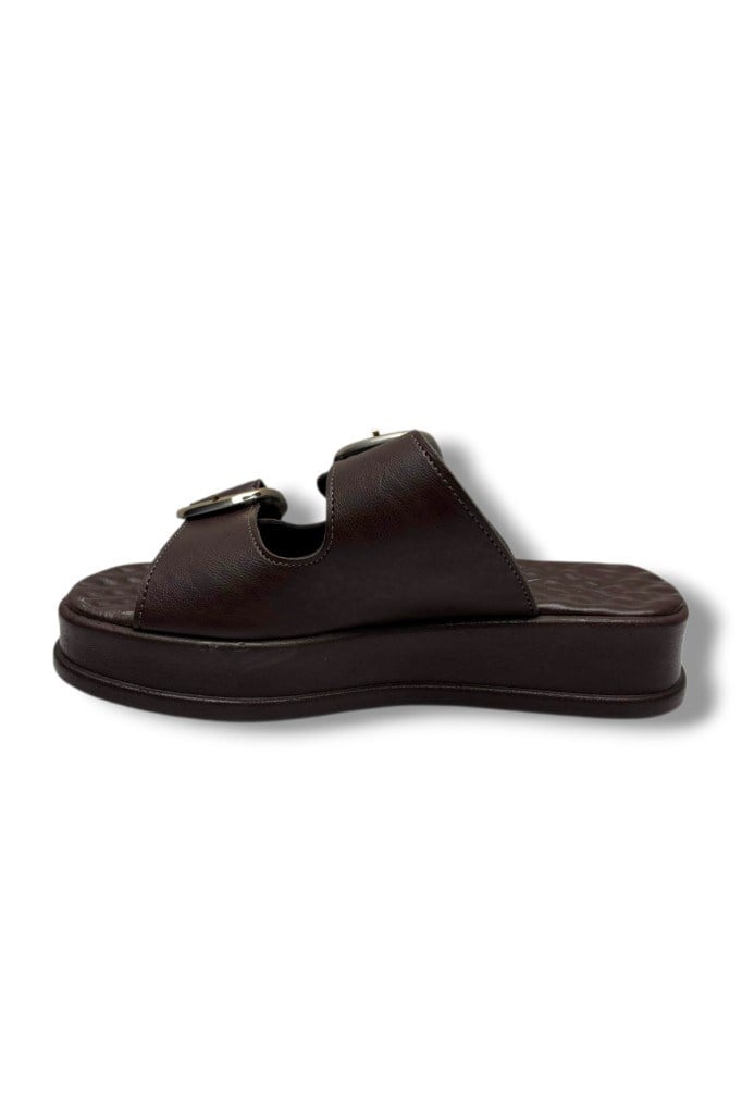 Şanzelize K105-26 Deri Çift Bant Anatomik Taban Kadın Terlik