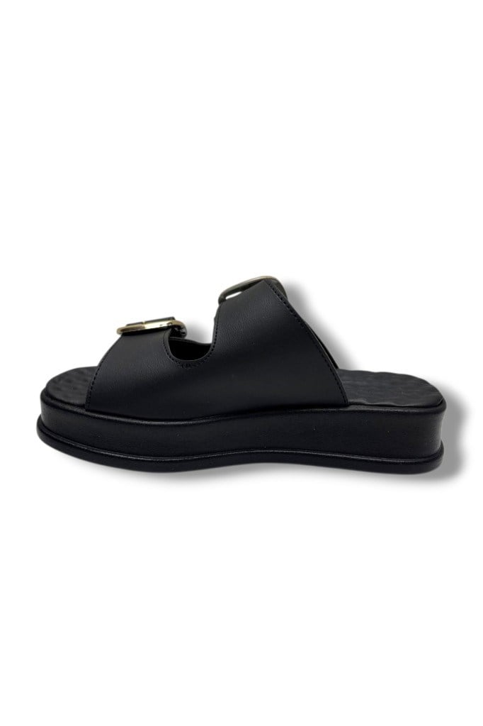 Şanzelize K105-26 Deri Çift Bant Anatomik Taban Kadın Terlik