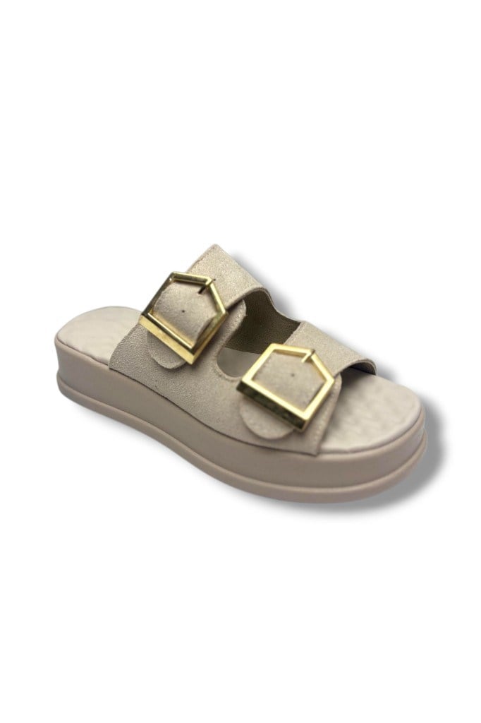 Şanzelize K105-26 Süet Çift Bant Anatomik Taban Kadın Terlik