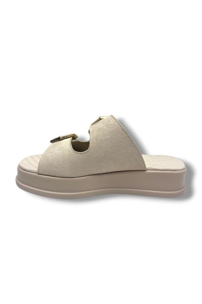 Şanzelize K105-26 Süet Çift Bant Anatomik Taban Kadın Terlik