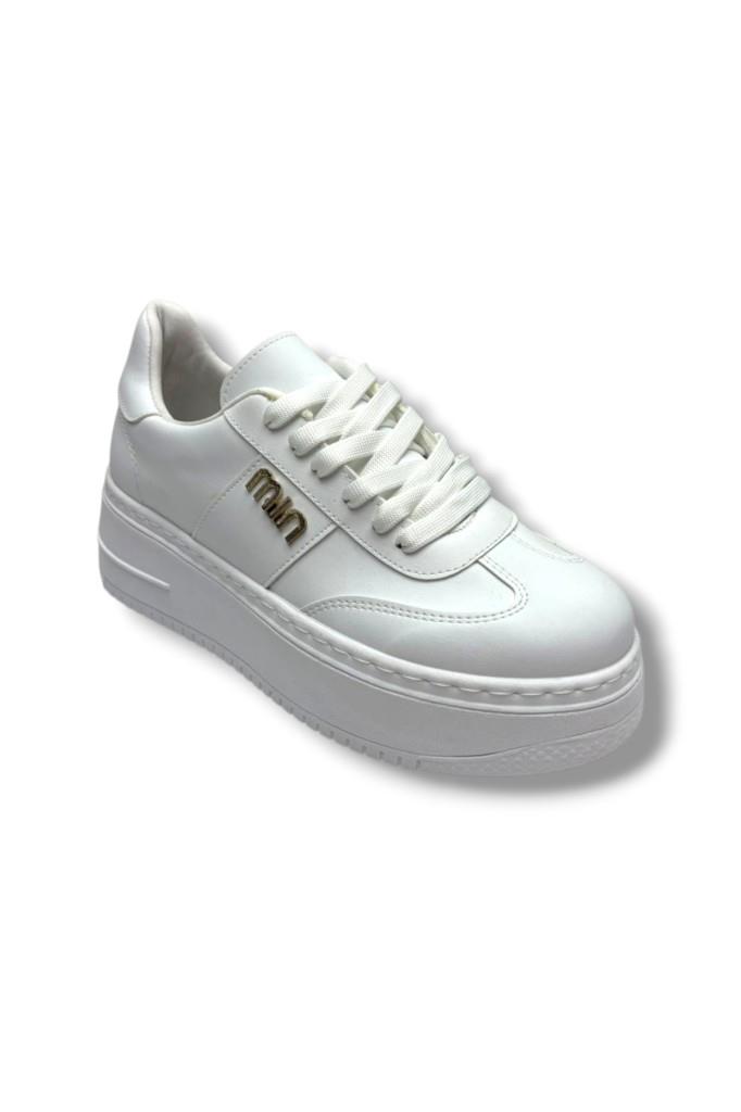 Şanzelize K16-26 Cilt Deri Yüksek Anatomik Taban Bağcıklı Kadın Sneaker