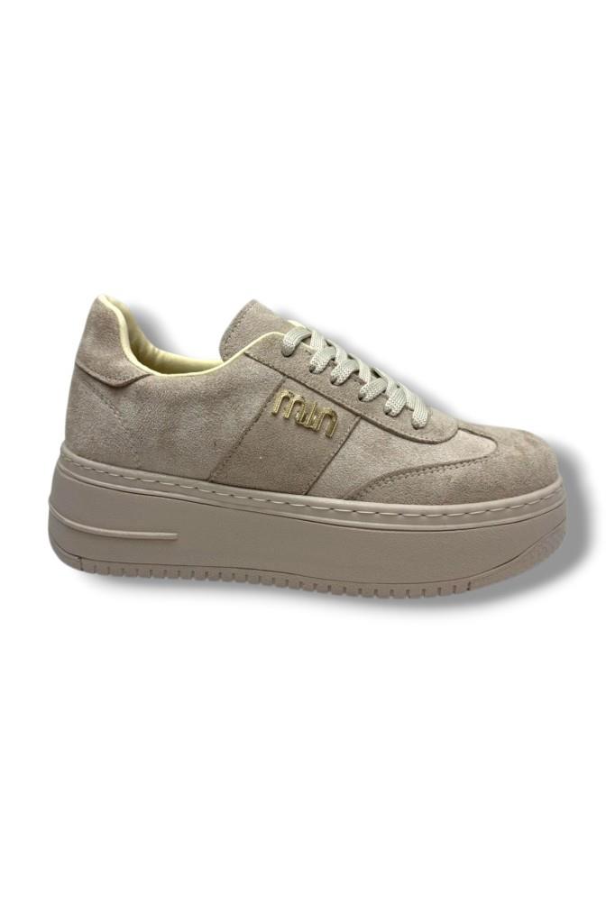 Şanzelize K16-26 Süet Deri Yüksek Anatomik Taban Bağcıklı Kadın Sneaker