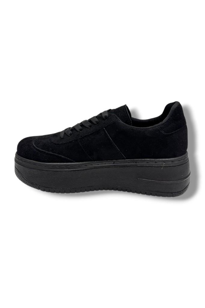Şanzelize K16-26 Süet Deri Yüksek Anatomik Taban Bağcıklı Kadın Sneaker
