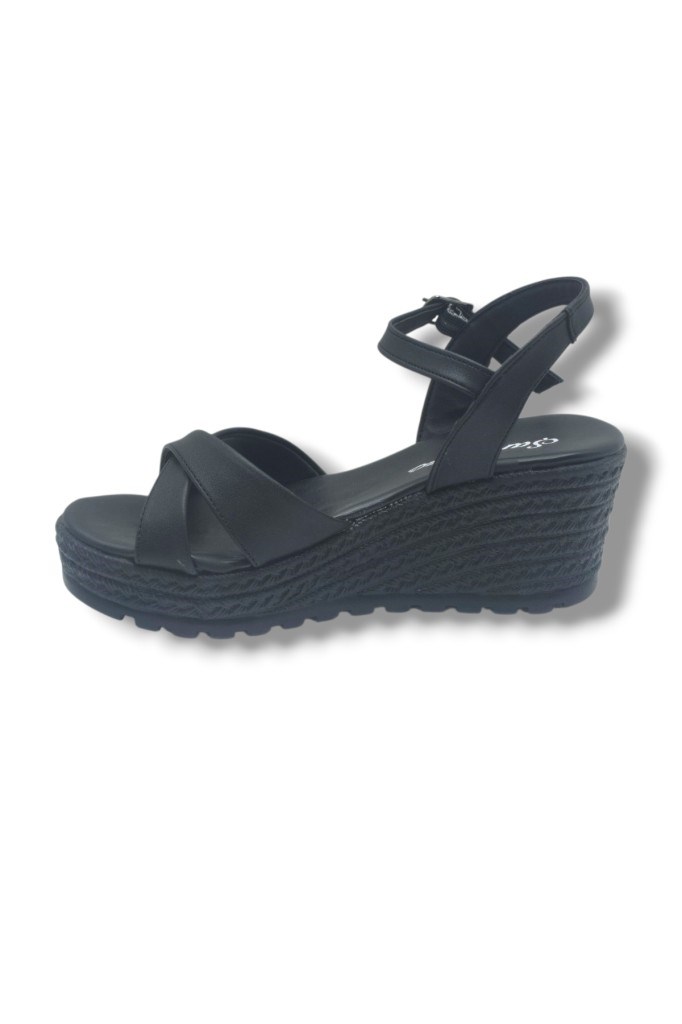 Şanzelize K302-26 Cilt Çapraz Bant Dolgu Taban Kadın Sandalet