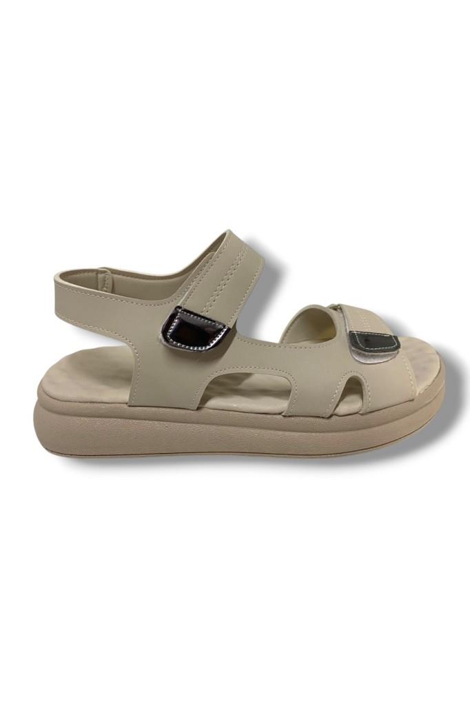 Şanzelize K401-25 Deri Anatomik Cırt Bantlı Kadın Sandalet