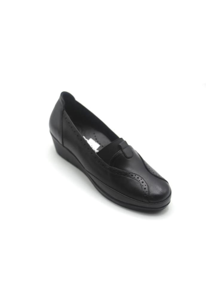 Scavia 888-24 Hakiki Deri Anatomik Lastikli Dolgu Topuk Kadın Ayakkabı