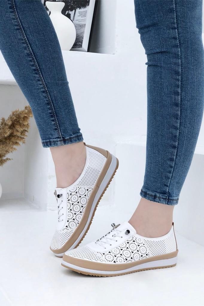 Sdf 701-24  Baskı  Deri Trend Fashion Kadın Ayakkabı