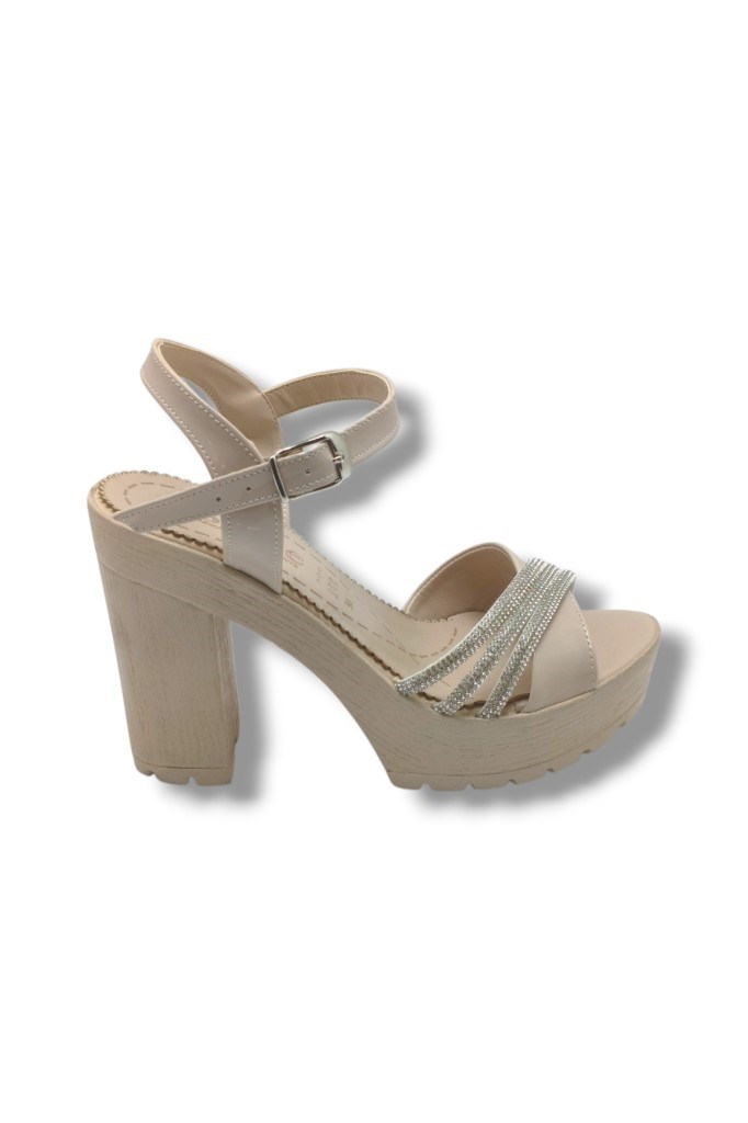 Selfie 4260-26 Rugan Taşlı Çapraz Bant Platform Topuk Fashion Kadın Sandalet(11cm)