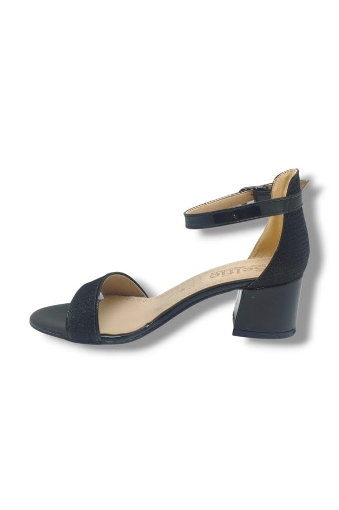 Selfie 4270-26 Simli Rugan Tek Bant Orta Topuk Fashion Kadın Sandalet(5,5cm)