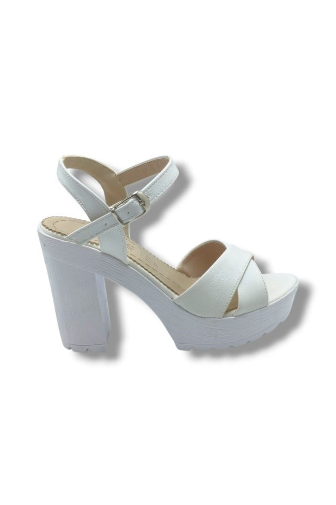 Selfie 4280-26 Cilt Çapraz Bant Platform Topuk Fashion Kadın Sandalet(11cm)
