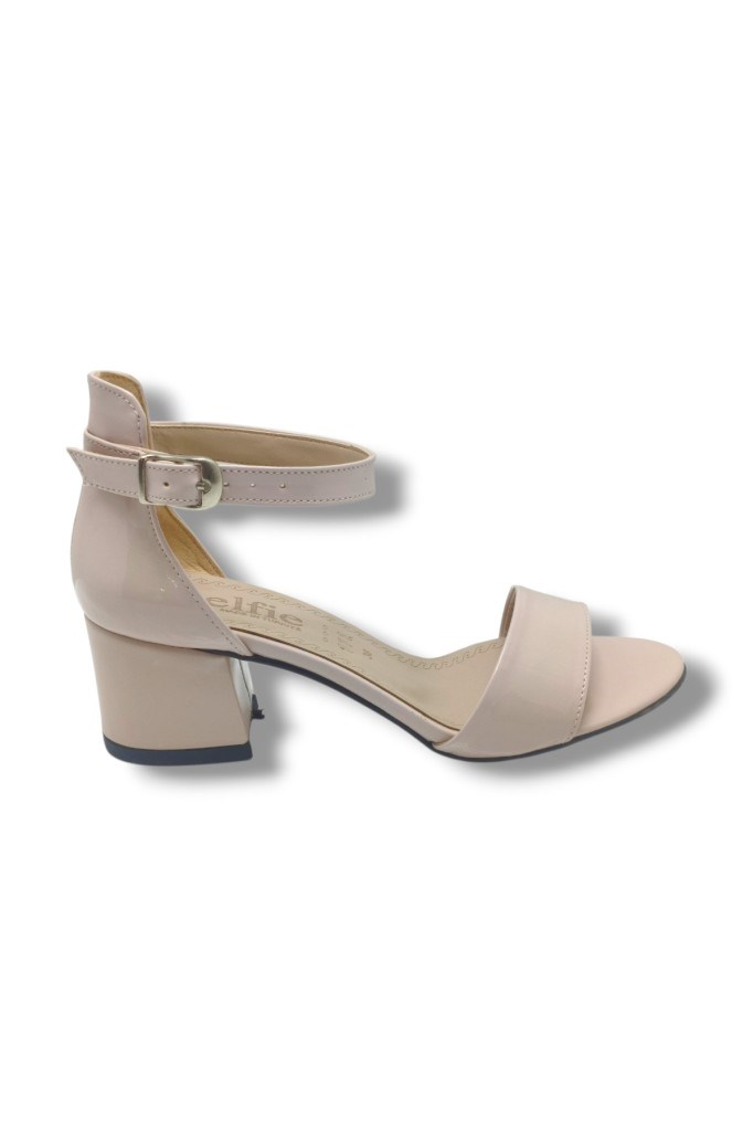 Selfie 4601-26 Rugan Tek Bant Orta Topuk Fashion Kadın Sandalet(5,5cm)