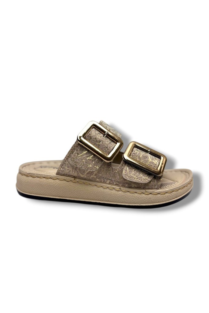 Serra 7000-1-26 Simli Baskılı Deri Çift Tokalı Anatomik KadınTerlik