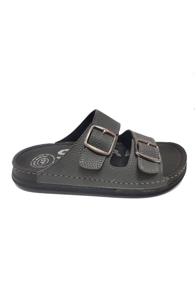 Serra 9037-25 Deri Anatomik Çift Bant Erkek Terlik