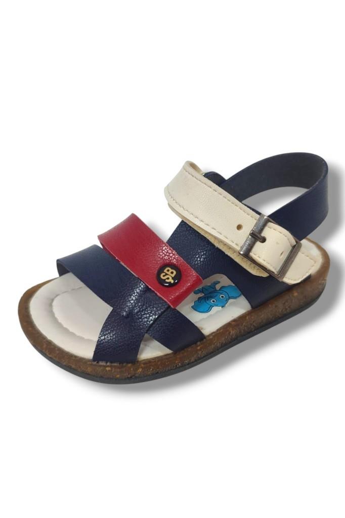 Şirinbebe 1549-20 Anatomik 3 Bant Kemer Tokalı Erkek Çocuk Sandalet Lacivert Kırmızı 21-25