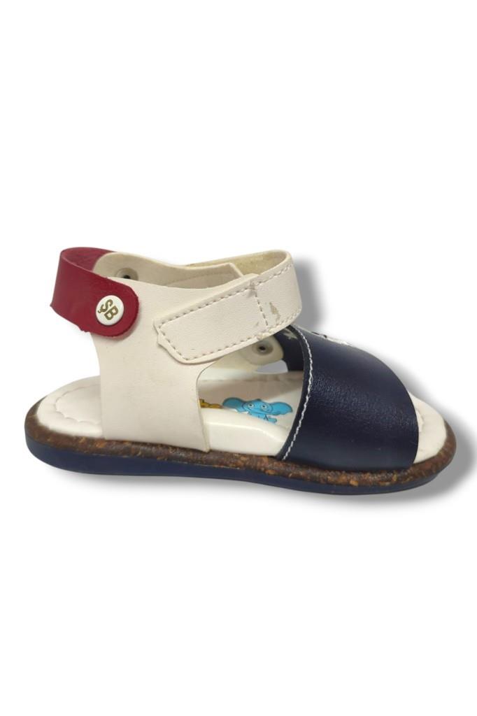 Şirinbebe 1550-20 Anatomik Yıldız Desen Cirtli Erkek Çocuk Sandalet Lacivert Beyaz 21-25