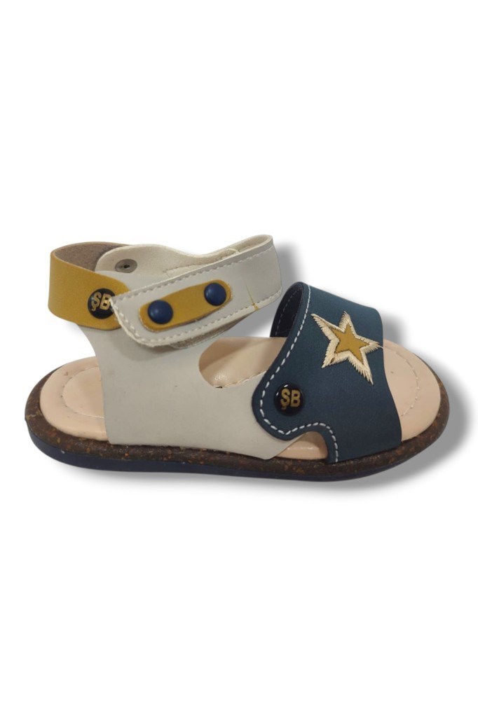Şirinbebe 1551-20 Anatomik Yıldız Desen Cirtli Erkek Çocuk Sandalet Sari Gri 21-25