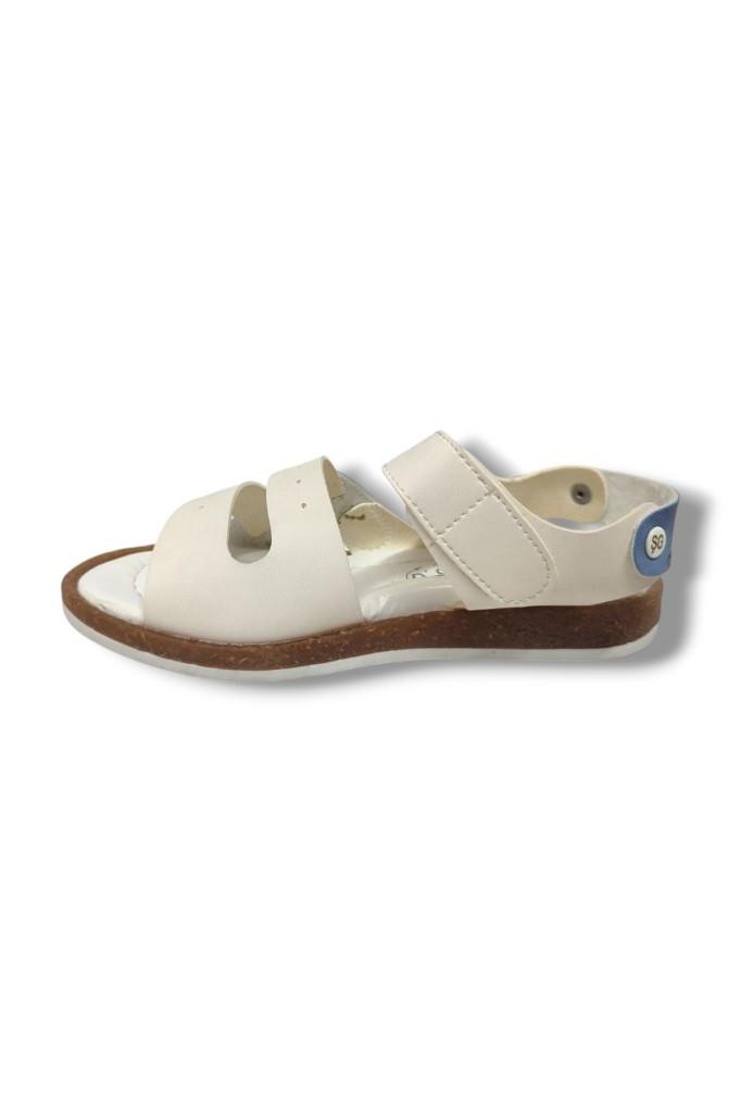 Şirinbebe 1565-20 Anatomik Dikiş Çirtli Erkek Çocuk Sandalet Beyaz Mavi 26-30