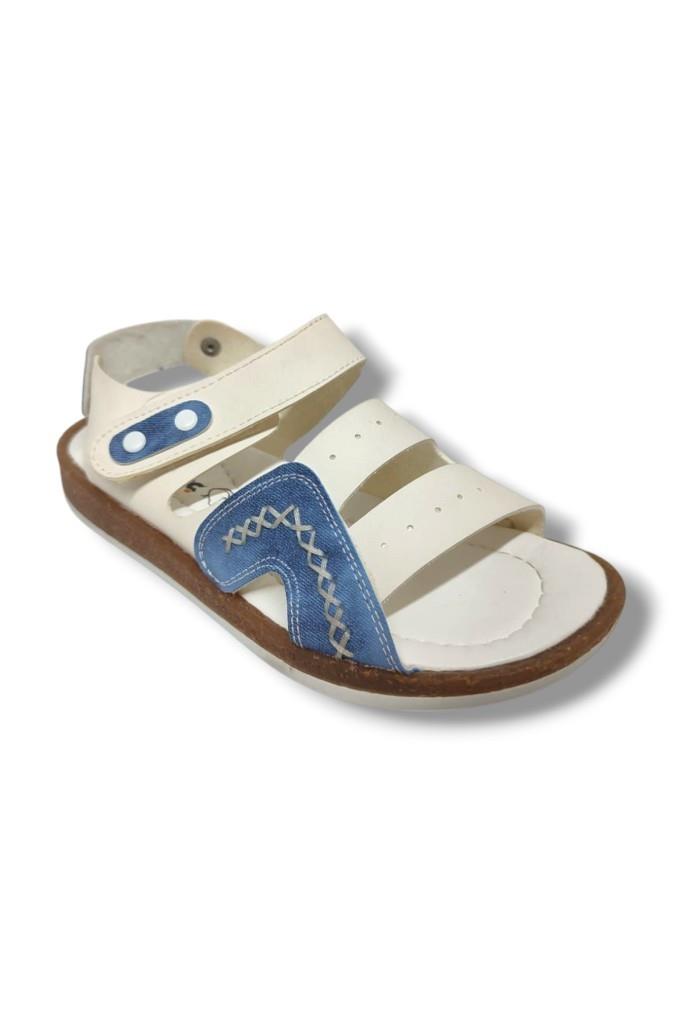 Şirinbebe 1565-20 Anatomik Dikiş Çirtli Erkek Çocuk Sandalet Beyaz Mavi 26-30